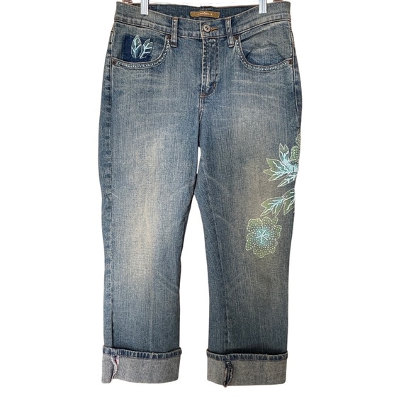 Z. Cavaricci Denim - Vintage Z. Cavaricci Beaded Floral Jeans 10 Embroidered Y2K 90s Botany Cottage